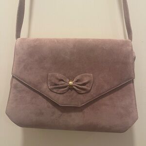 Bally Vintage Taupe Suede Shoulder Bow Bag, callout ❤️‍🔥inside peeling, see pics